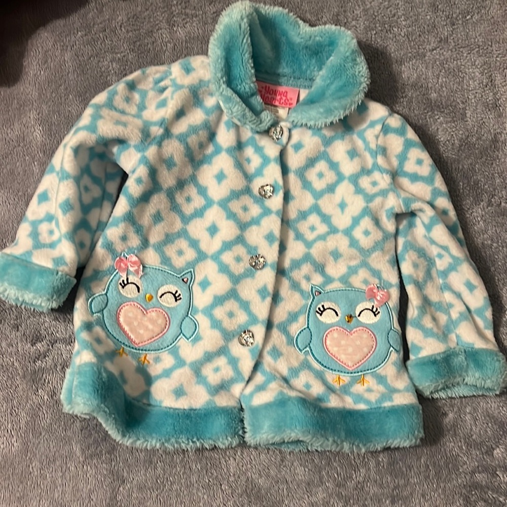 Super Soft Warm Owl Fuzzy Coat with Fur on Hood and Sleeves 🦉🩵🤍